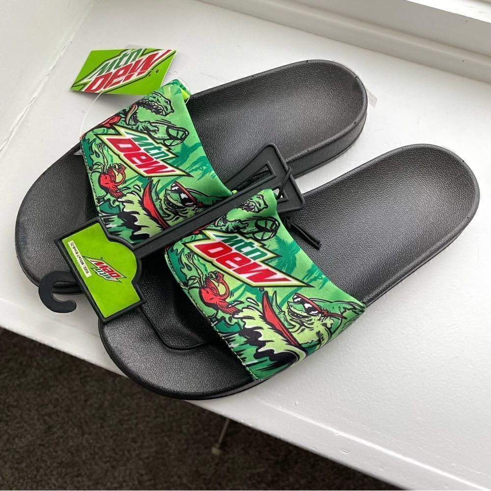 Mountain Dew Promo Slide Sandals, Size M (W7-8 / M6-7) NWT